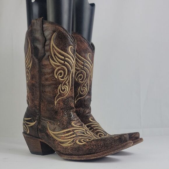 Circle G Dragonfly Embroidered Western Women's Boots - Square Toe - Picture 1 of 12